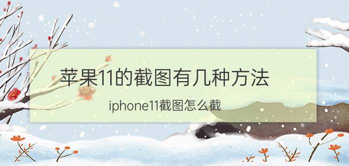 苹果11的截图有几种方法 iphone11截图怎么截？